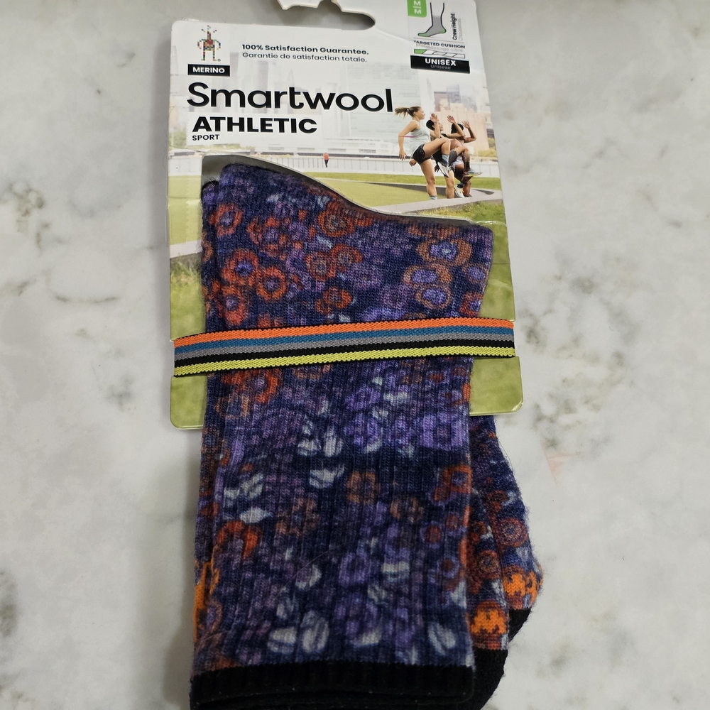 NWT Smartwool Athletic Socks - Purple and Orange Pattern Size Medium Unisex